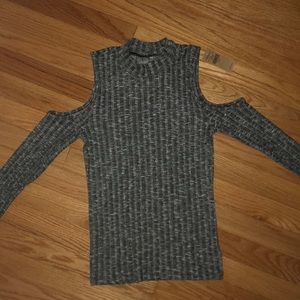 Grey open shoulder top